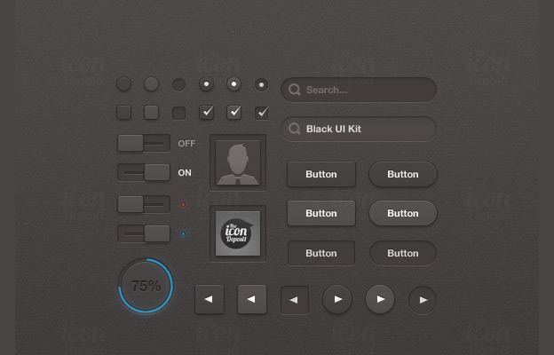 Black UI Kit 40+ Free Web Elements