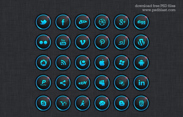Social Media Icons 27 - 30+ Free Social Media Icon Sets