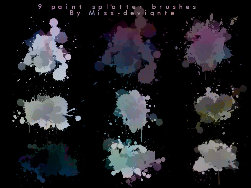 9 paint splatter brushes by miss deviante d5kw4yu - 30+ Sets of Free Photoshop Paint Brushes