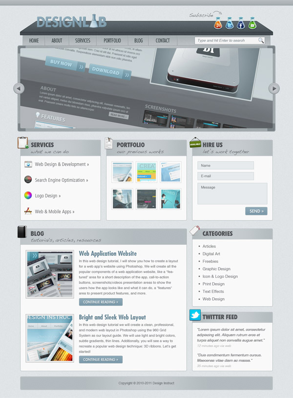 Create a Modern Lab Theme Web Design in Photoshop Create a Modern Lab Theme Web Design in Photoshop