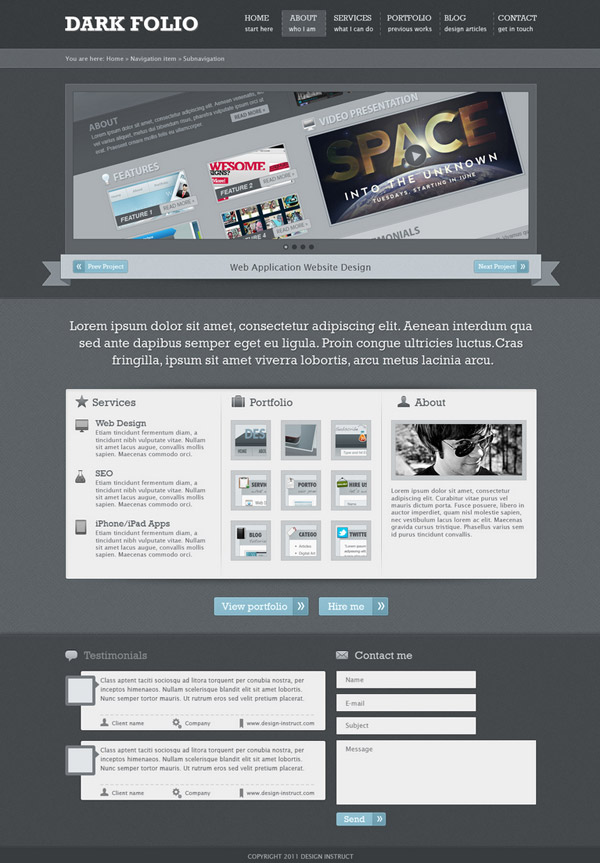 Create a Dark Portfolio Web Design in Photoshop Create a Dark Portfolio Web Design in Photoshop