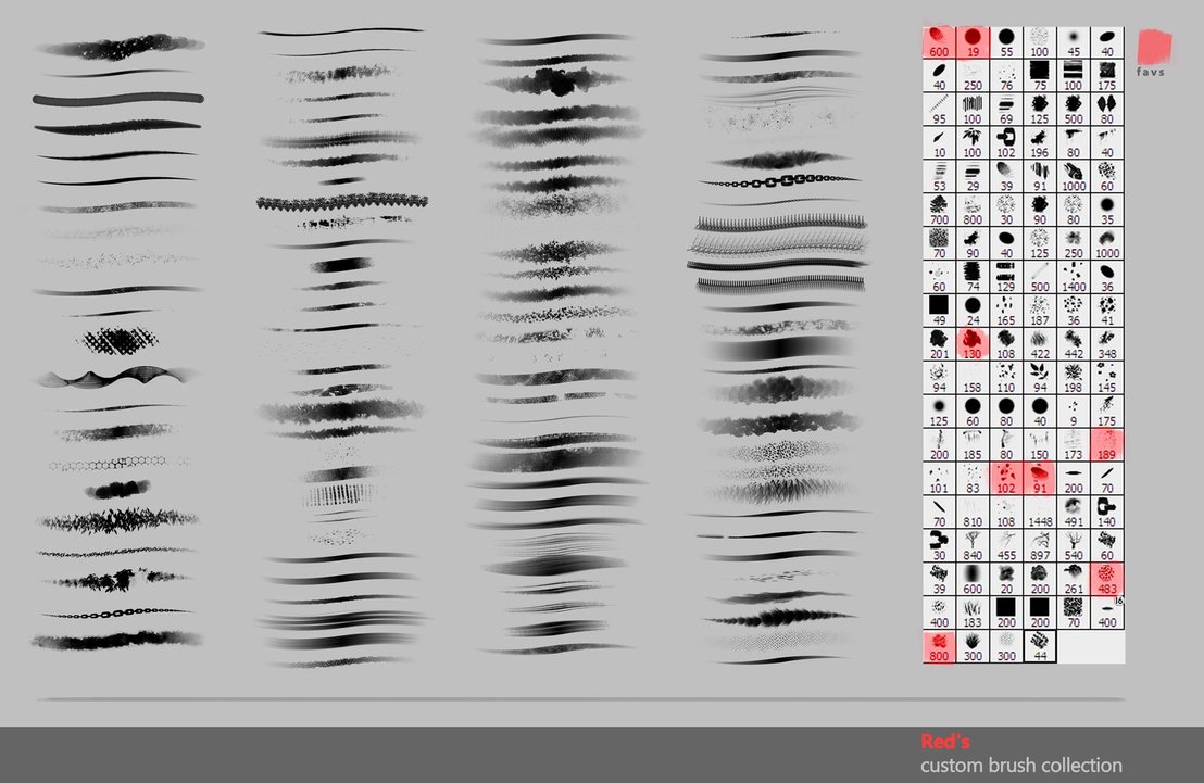 reds custom brush collection by redpaints d3hu05g - 30+ Sets of Free Photoshop Paint Brushes