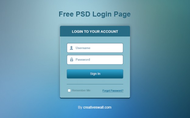 Free PSD Login Page