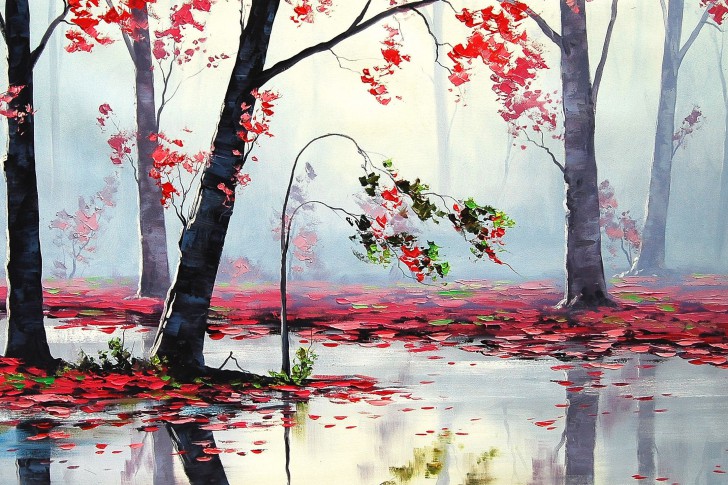 Water Trees In Autumn 485x728 - 20 Beautiful Nature Painting Wallpapers