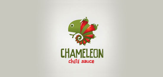 fruit vegetable logos Chameleon chili sauce - Food Logo Designs Examples For Inspiration