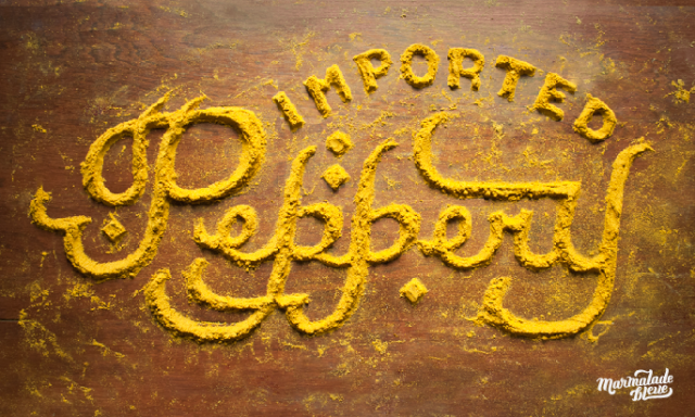 peppery full size for site e1400084064658 - Delicious Food Typography Designs For Inspiration