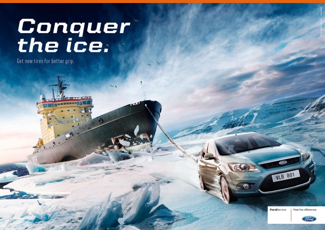 Ford Conquer the ice o e1402147210420 - Creative Car Advertising Ideas