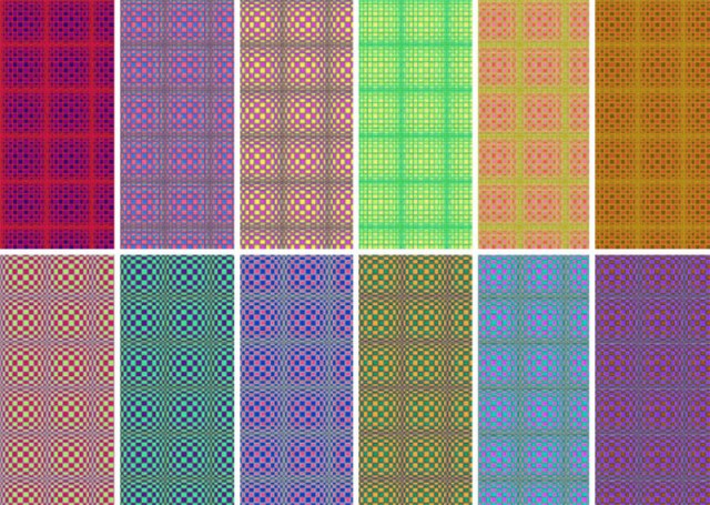 12 Optical Coloured Squares Patterns