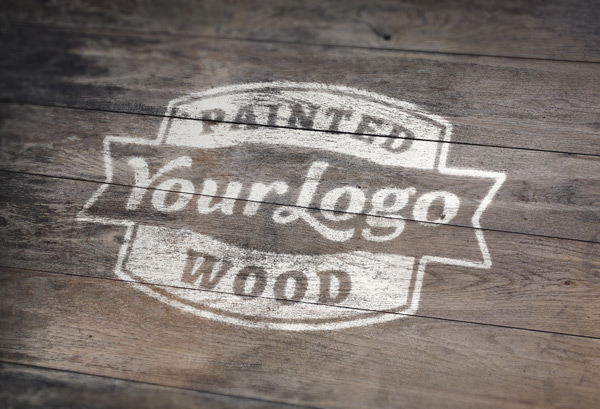 Painted Wood Logo Mock Up 600 - 40+ Free PSD Logo Mockups