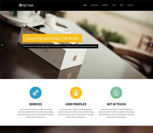 Retina Corporate Flat Responsive web template - Stunning Free PSD Website Templates