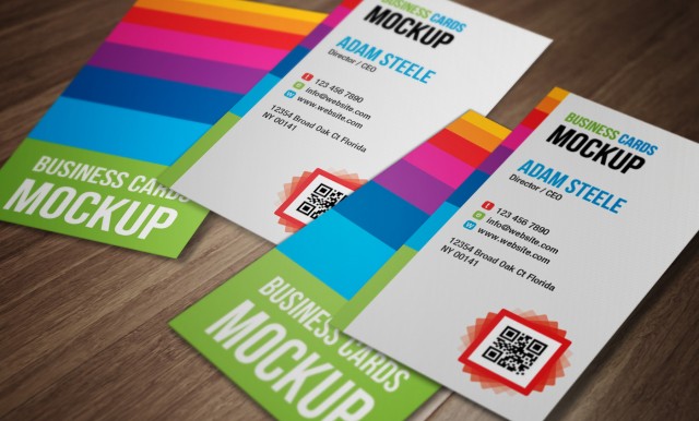 Vertical Business Cards PSD Mockup