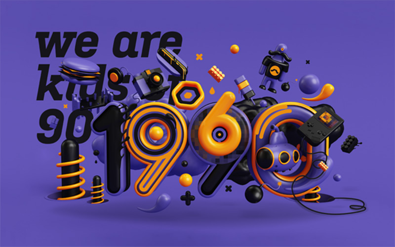 1990 - 3d typography by Peter Tarka