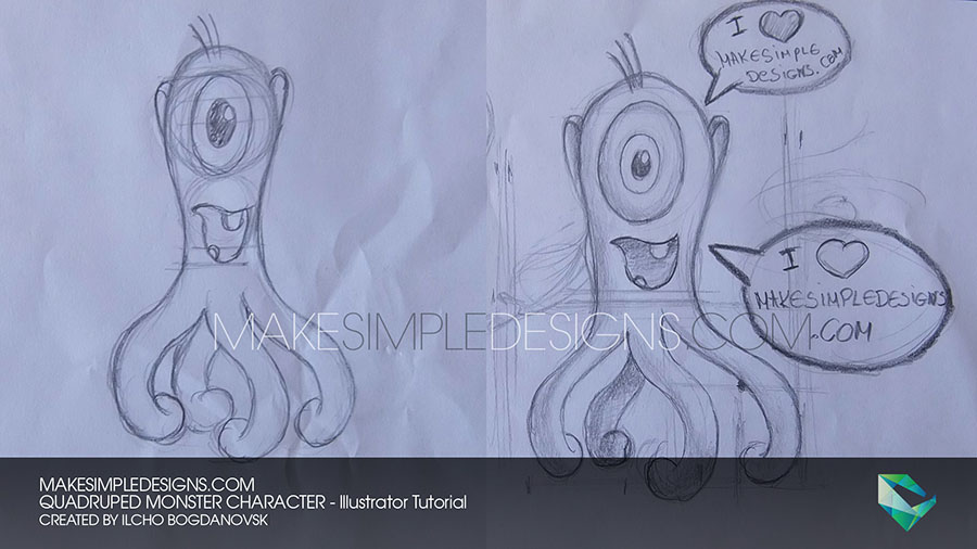 Sketches - Cute Quadruped Monster Illustrator Tutorial